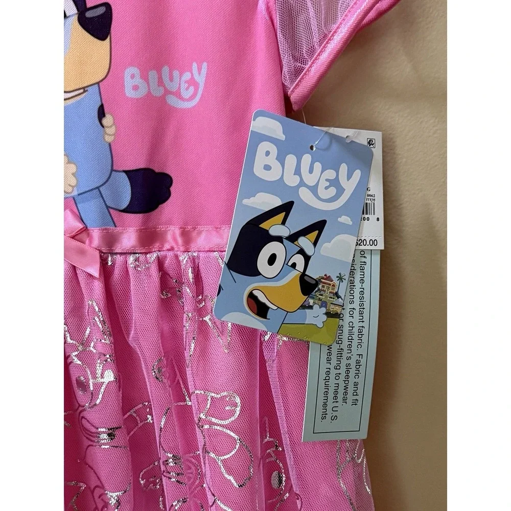 NEW Bluey & Bingo Girls Bluey Fantasy Nightgown Square Neckline -Pink Size S NWT